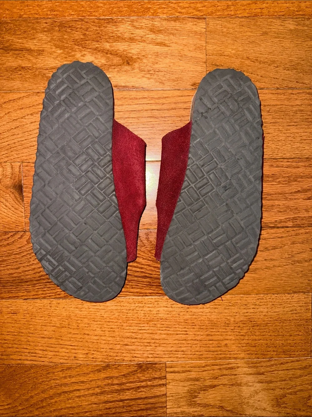 American Eagle Outfitters Red Suede Double Buckle Slide Sandals Size 9